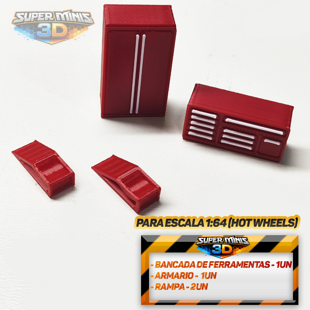 Acessorio para Dioramas Bancada + Armario 1:64 Hot Wheels