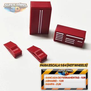 Acessorio para Dioramas Bancada + Armario 1:64 Hot Wheels