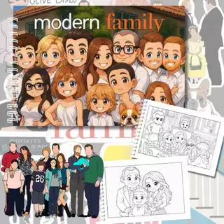 Livro de Colorir Modern Family A5 | 50 Desenhos Divertidos | Papel 180g | Capa Dura | Série em Oferta na Shopee
