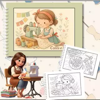 Livro de Colorir Cores e Costuras A5 | 50 Desenhos | Papel 180g | Capa Dura em Oferta na Shopee