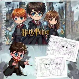 Livro de Colorir Harry Potter A5 | Magia & Feitiços | 50 Desenhos | Papel 180g | Capa Dura Premium em Oferta na Shopee