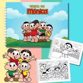 Livro de Colorir Turma da Mônica A5 | 50 Desenhos Infantis | Papel 180g | Capa Dura | em Oferta na Shopee