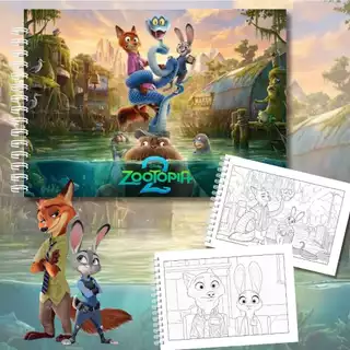 Livro de Colorir Zootopia 2 A5 | Capa Dura | Folhas 180g + Acetato | Desenhos Fofos em Oferta na Shopee