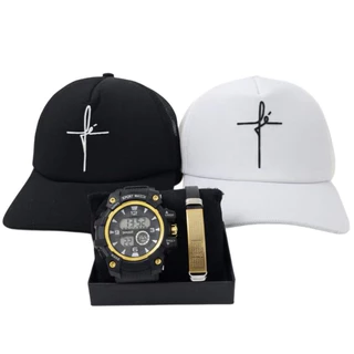 Kit Masculino Relógio C-Shok A Prova D'Água + Boné Fé + Pulseira Premium + Caixa Presente