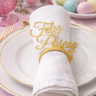 KIT 6 / 12 / 24 Anel Porta Guardanapo Feliz Páscoa  - Cristã  Mesa Posta Elegante Várias Cores em Oferta na Shopee