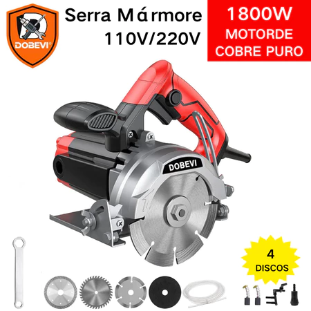 1800W Serra Marmore Mármore Concreto Profissional Corta Piso Refrigeração Regulagem 4 Discos Dobevi