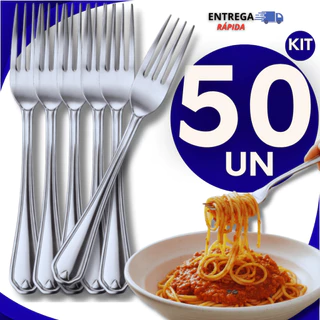 Kit 50 Garfos de Inox Resistentes Talheres para Mesa, Refeições, Cozinha, churrasco e bares utilidades Garfo