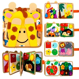 Livro Sensorial Montessori de Feltro para Bebê 1 2 3 Anos Brinquedo Educativo para Viagem de Carro