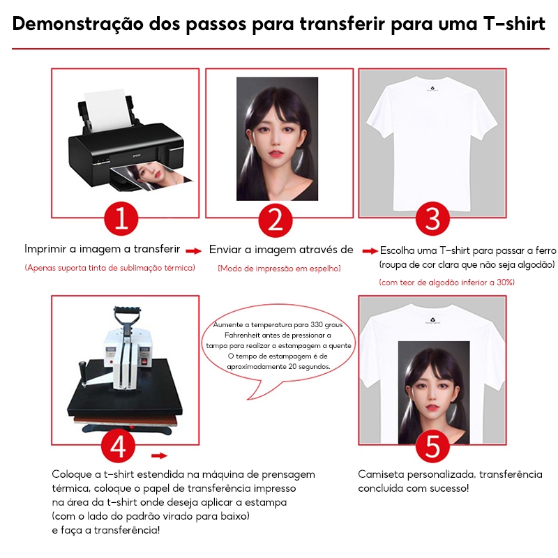 Papel Transfer Tecidos Claros A4 100g Off Paper 100 Folhas Ferro de ...