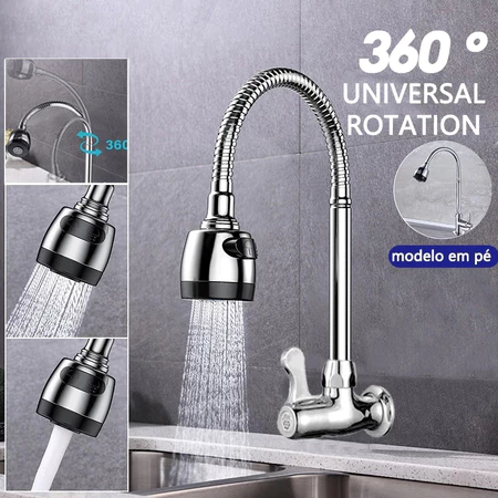 haosin Inox Prata Torneira Com Chuveiro Com Rotação De 360° Cozinha Luxo Parede