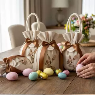 01 Saquinho Montadinho de Linho Coelhinho Coleção Páscoa Lembrancinha com Tag em Oferta na Shopee