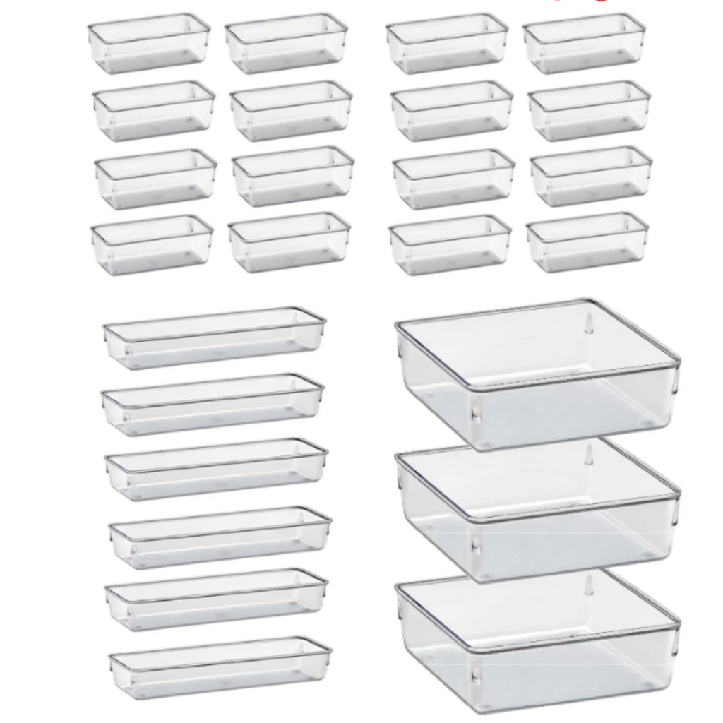 Kit 25 Organizador Multiuso Modular Gavetas Geladeira Acrilico Cristal