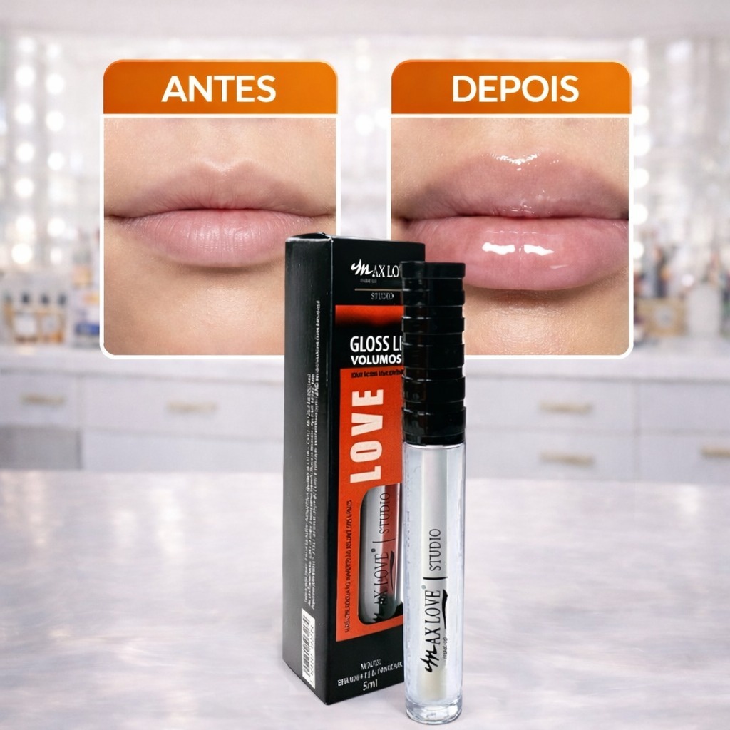 Gloss Max Love Lip Volumoso Incolor 01 - Gloss Aumenta Boca Com Acido ...