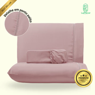 Kit Jogo Lençol com Ponto Palito - Solteiro Casal Queen King 400 fios Micropercal 3 Peças Macio premium em Oferta na Shopee