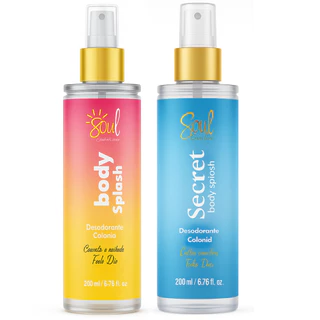 Kit 2 Body Splash Perfume Colônia Feminino soul cosmeticos -Secret -Destinee- Glow