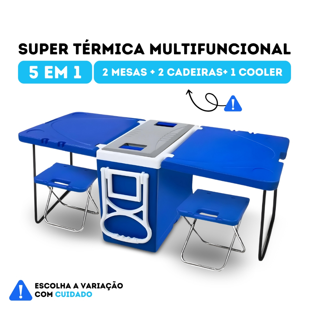 Cooler Multifuncional 5 em 1 - Super Térmica com Mesas, Cadeiras e ...