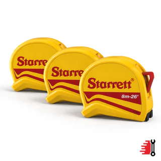 Kit 3 Trenas Starrett 8m Profissional Fita De Aço Milímetros E Polegadas Com Trava