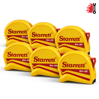 Kit 6 Trenas Starrett 8m Profissional Fita De Aço Milímetros E Polegadas Com Trava