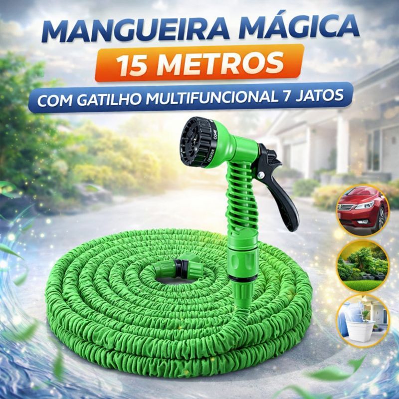 Mangueira Mágica 15 Metros com Gatilho Multifuncional 7 Jatos | Shopee ...