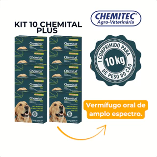 Kit 10 Vermífugo Chemital Plus Para Cães C/ 4 Comprimidos em Oferta na Shopee