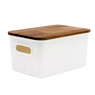 Caixa Organizadora canelada com tampa de Acacia 1.5L Multiuso em Oferta na Shopee