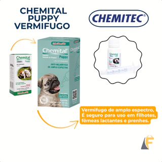 Vermífugo Chemital Puppy Cães Filhotes Frasco 20ml Chemitec em Oferta na Shopee
