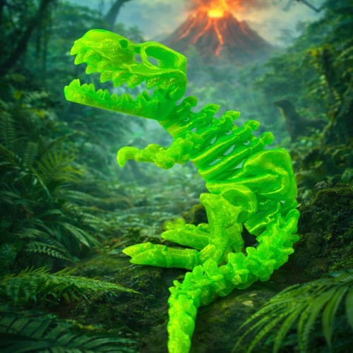 Dinossauro T-Rex articulado na impressora 3D com várias cores