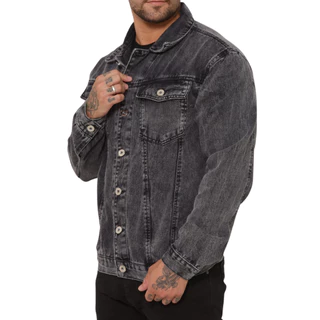 Jaqueta Masculina Jeans Preta Manchada