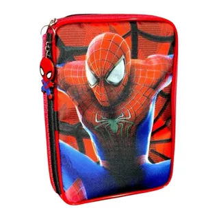 Estojo Box Homem Aranha Infantil Organizador Grande Escolar Personagem Volta Às Aulas Menino Divisórias Compartimentos