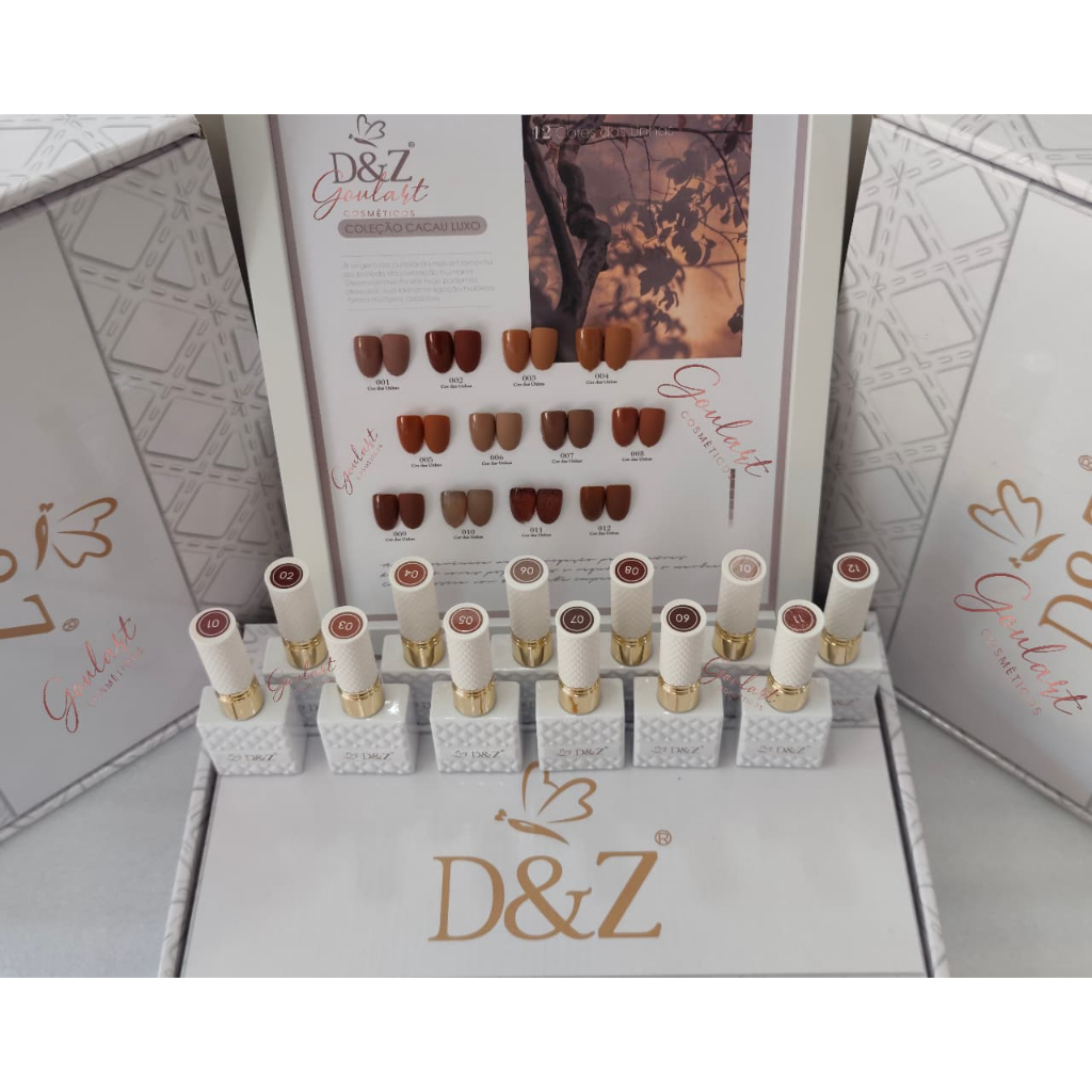 kit 12 Esmalte em Gel de Unha Coleção Luxo D&Z Cores Marrom