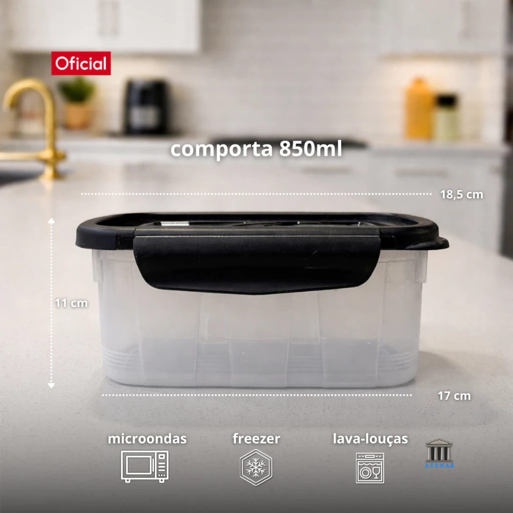 Kit 10 Marmita Conjunto Potes 850ml com Travas Laterais BPA FREE - Organizadores de Congelador - Imagem 3