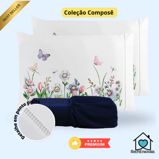 Kit Jogo De Lençol Micropercal 400 Fios Fronha Estampada Ponto Palito em Oferta na Shopee