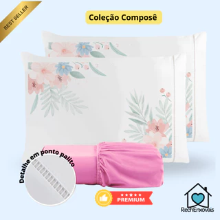 Kit Jogo de Lençol Micropercal 400 Fios Ponto Palito Fronha Estampada em Oferta na Shopee