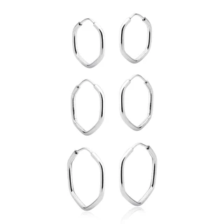 Kit Trio Argolas Hexagono Prata 925 16mm/14mm/12mm em Oferta na Shopee