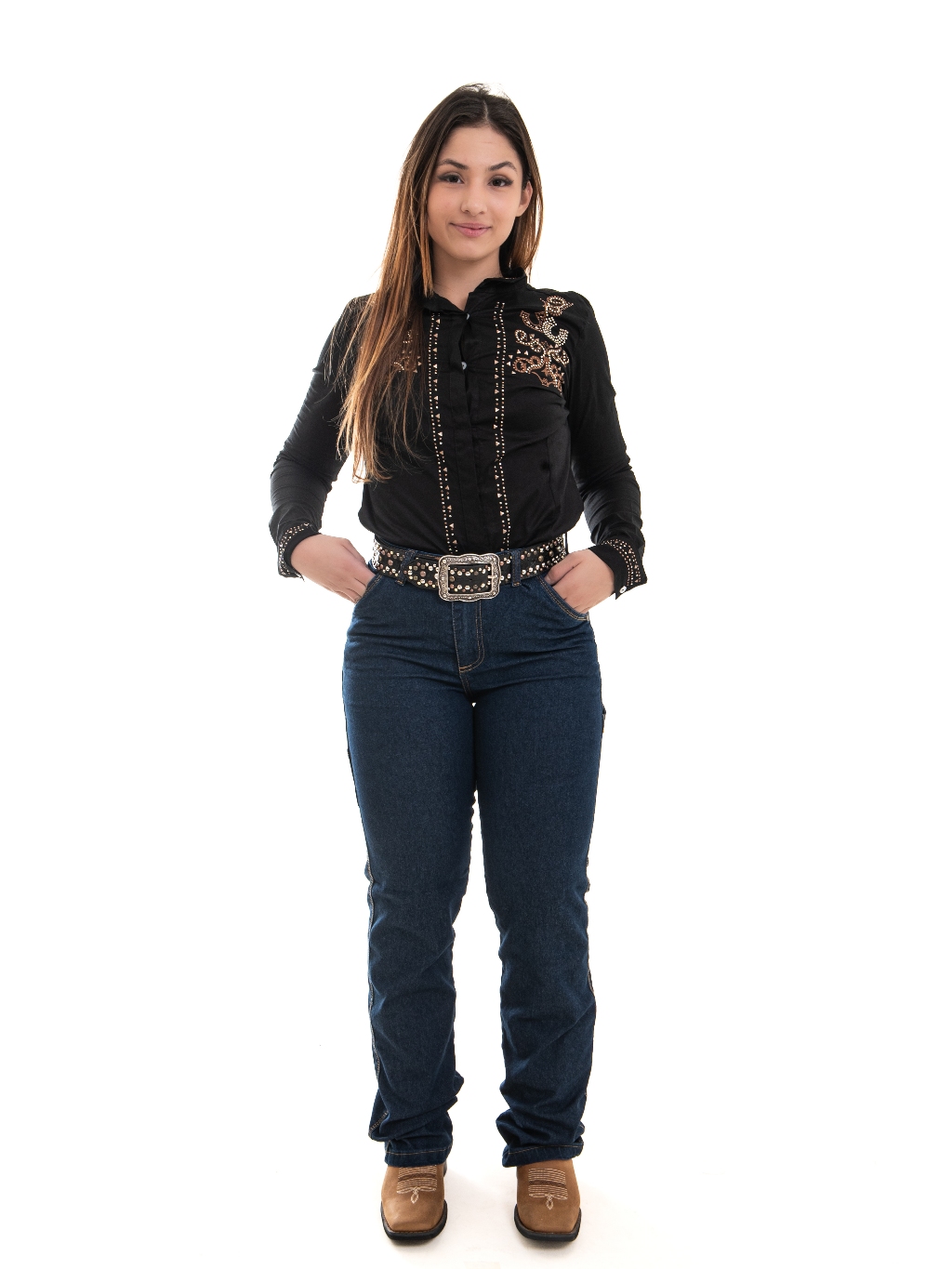Calça Jeans Feminina Carpinteira Moda Country 34 ao 48 | Shopee Brasil
