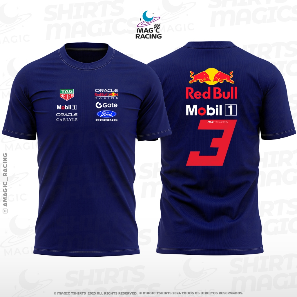 Camiseta Dryfit F1 New Number Verstappen #3 Red Bull 2026 Tecido Leve ...