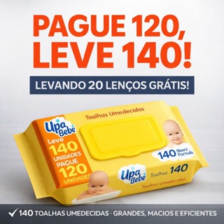 Kit Lenços Umedecidos Upa Bebê | Sem Álcool | Kit Toalhas Umedecidas | Pacotes com 140 Toalhas | Kit Econômico
