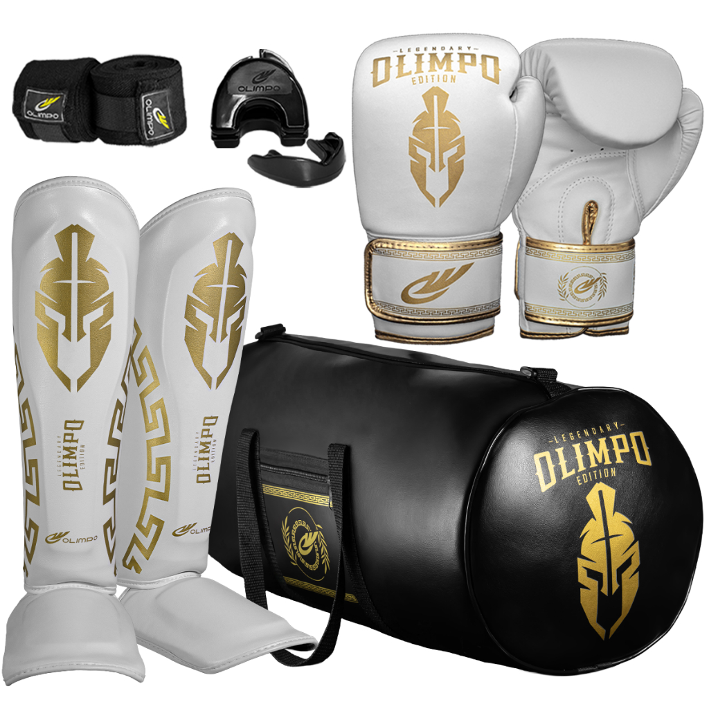 Kit Muay Thai Luva + bolsa + caneleira + bandagem 5M + case +