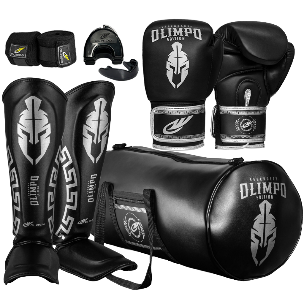 Kit Muay Thai Luva + bolsa + caneleira + bandagem 5M + case +
