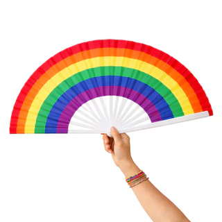 Leque de Mão Arco-Íris Cores LGBTQIA+ Carnaval Festa Decoração Leque Oriental 63cm