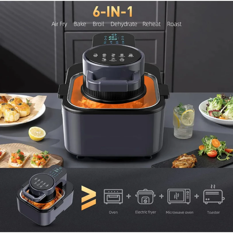 Fritadeira Elétrica Sem Óleo Air Fryer 2w 6 Em 1 8l 1350w