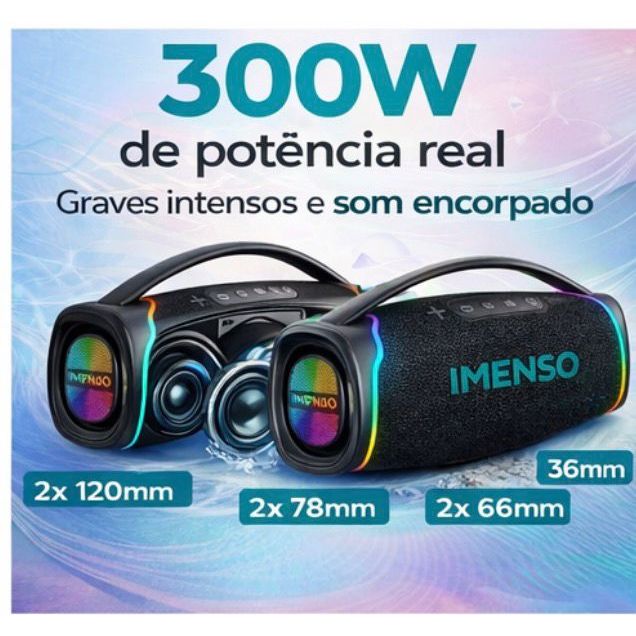 CAIXA DE SOM GRANDE BLUETOOTH 300W IMENSO X41 A LANÇAMENTO
