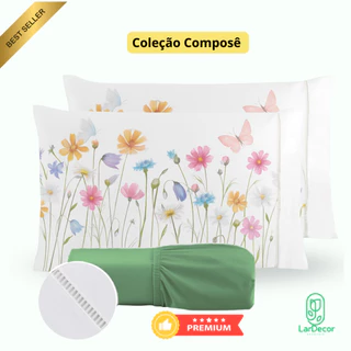 Kit Jogo de Lençol 400 Fios Micropercal Ponto Palito Fronha Estampada em Oferta na Shopee