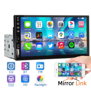 Rádio Bluetooth MP5 Para Carro De 7, Tela Sensível Ao Toque De 1 DIN, USB/AUX/TF, Suporte Mirrorlink