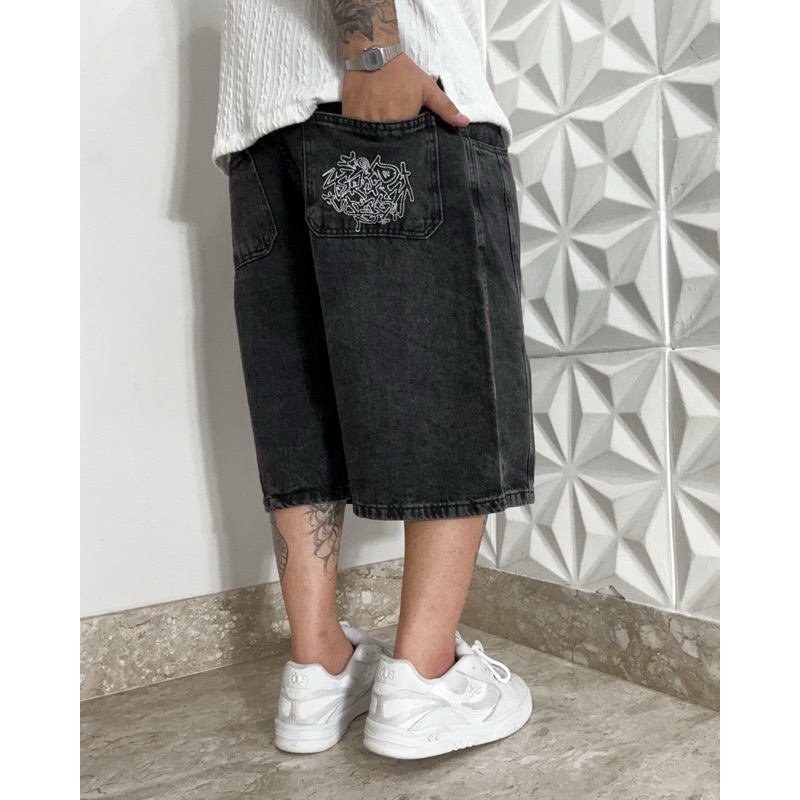 Bermuda Jeans Baggy Jorts Tripside Recorte “Symbols” - Estonada