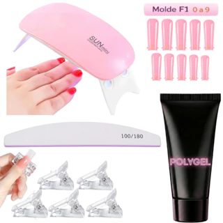 Kit Polygel Completo Alongamento Unhas Cabine Unha Gel Molde F1 Poligel em Oferta na Shopee