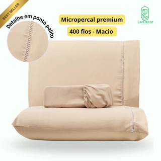 Jogo De Lençol com Ponto Palito - 400 Fios Toque Macio Não Amassa Prático Micropercal Premium em Oferta na Shopee