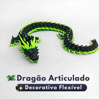 Dragão Articulado Flexível 42 cm 6 cores Anti Estresse Decorativo Descompressão Sensorial autismo