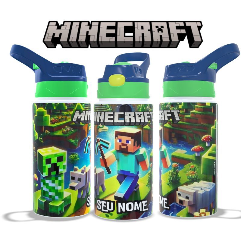Garrafa de água MINECRAFT - Meninos Personalizado com Nome - 350 ML ...