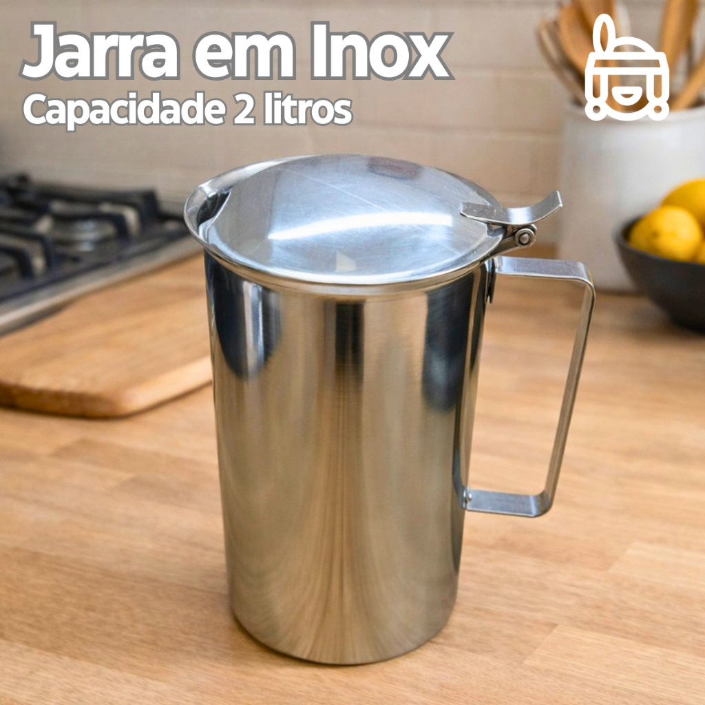Jarra Inox 2 Litros Com Tampa Cortinox – Não Quebra – Luxo Para Água ...